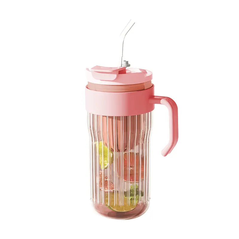 Glass Tumbler with Lid and Straw