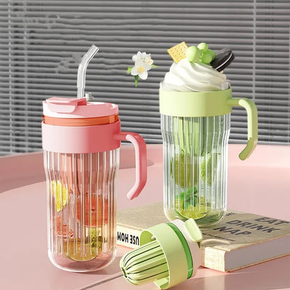 Glass Tumbler with Lid and Straw