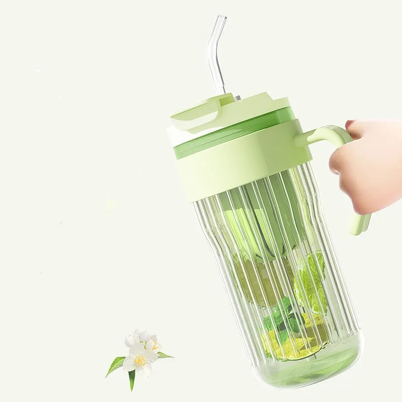 Glass Tumbler with Lid and Straw