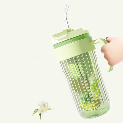 Glass Tumbler with Lid and Straw